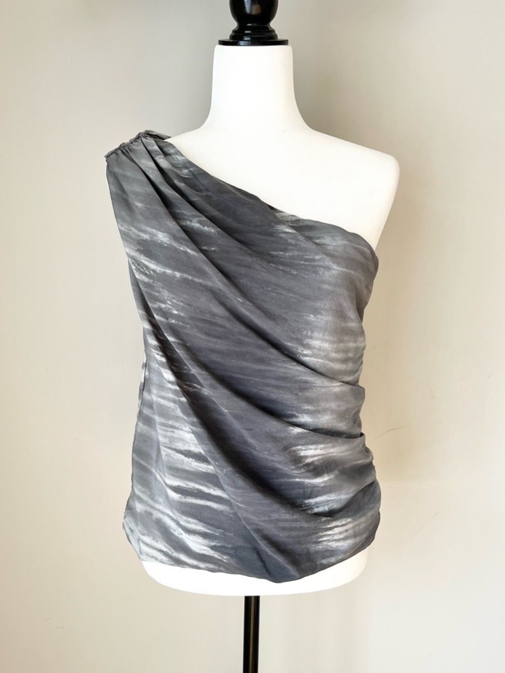 Alice + Olivia Silk One Shoulder Blouse Tank